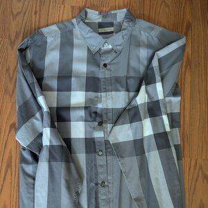 Burberry Brit Grey Plaid Button Down Shirt (3XL)